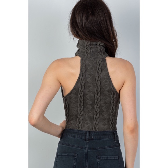 Cable Knit Turtleneck Sleeveless Body Suit - Picture 3 of 3
